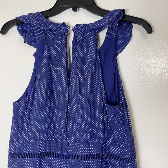 Anthropologie Maeve Justine Blue polka dot wide leg jumpsuit size US 2 - Picture 7 of 9